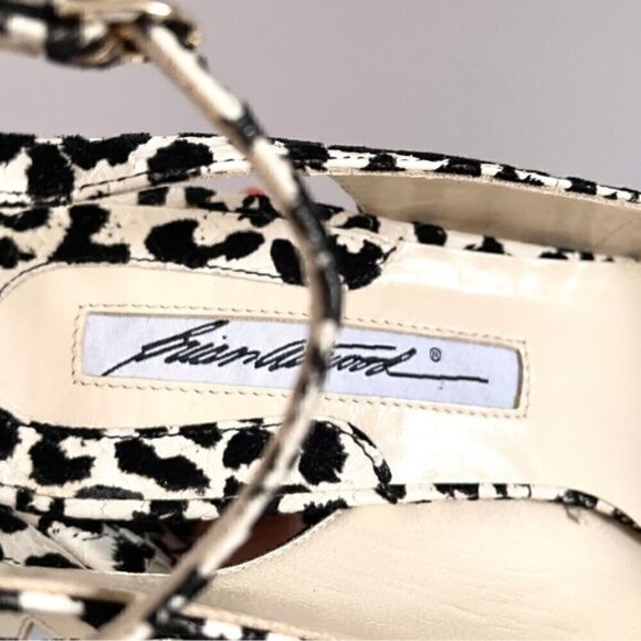 Brian Atwood White Lilith Snakeskin Leather Leopard Print Slingback Pumps - 5US - Picture 9 of 16